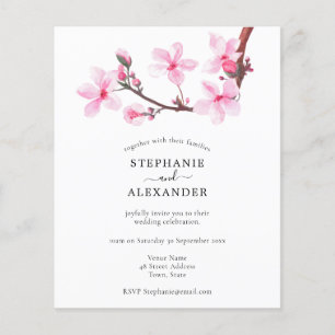 Budget Minimal Cherry Blossom Hochzeit Einladung