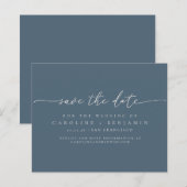 Budget Minimal dunkelblaue Script Hochzeitdatum Ge (Vorne/Hinten)