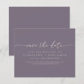 Budget Minimal dunkle Lila Schrift Save the Date (Vorne/Hinten)