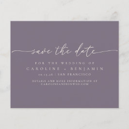 Budget Minimal dunkle Lila Schrift Save the Date