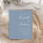 Budget Minimal Dusty Blue QR Code Hochzeit einlade