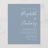 Budget Minimal Dusty Blue QR Code Hochzeit einlade (Vorderseite)