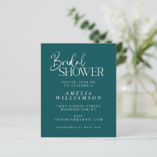 Budget Minimal Emerald Script Brautparty Einladung