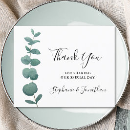 Budget Minimal Eukalyptus Wedding Danke Karte