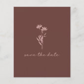 Budget Minimal florales braunes Foto Save the Date (Vorderseite)
