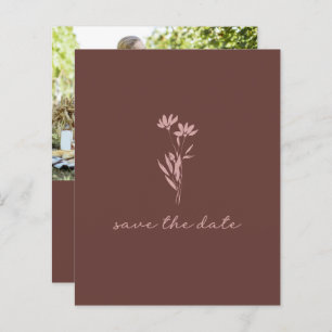 Budget Minimal florales braunes Foto Save the Date