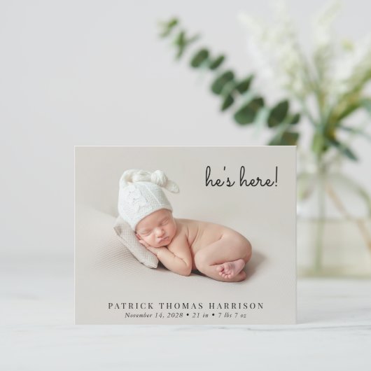 Budget Minimal Foto Collage Geburtserklärung ankün (Stehend Vorderseite)