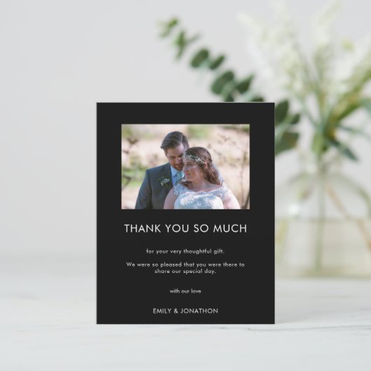 Budget Minimal Foto Hochzeit Black Danke (Stehend Vorderseite)