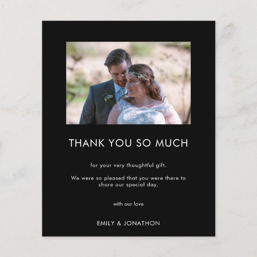 Budget Minimal Foto Hochzeit Black Danke (Vorderseite)