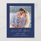 Budget Minimal Foto Navy Blue Save the Date (Vorderseite)