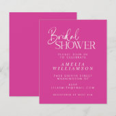 Budget Minimal Fuchsia Script Brautparty Einladung (Vorne/Hinten)