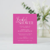 Budget Minimal Fuchsia Script Brautparty Einladung (Stehend Vorderseite)