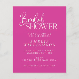 Budget Minimal Fuchsia Script Brautparty Einladung