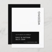 Budget Minimal Geo Bold Schwarz-weiß Save the Date (Vorne/Hinten)
