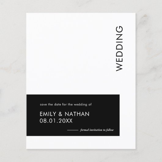 Budget Minimal Geo Bold Schwarz-weiß Save the Date (Vorderseite)