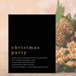 Budget Minimal Gold Black Christmas Party Einladun