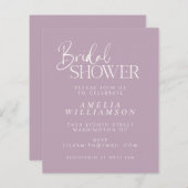 Budget Minimal Lilac Script Brautparty Einladung (Vorne/Hinten)