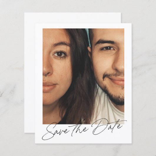 Budget Minimal Modernes Skript-Foto Save the Date (Vorne/Hinten)
