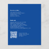 Budget Minimal Peacock Feather Blue Wedding Einlad (Rückseite)