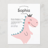 BUDGET Minimal Pink Girl Dinosaur Geburtstagsparty (Vorderseite)