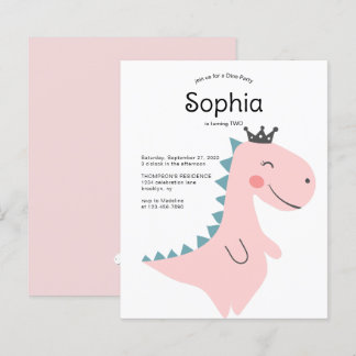BUDGET Minimal Pink Girl Dinosaur Geburtstagsparty
