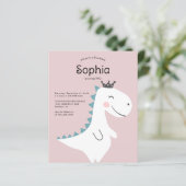 BUDGET Minimal Pink Girl Dinosaur Geburtstagsparty (Stehend Vorderseite)