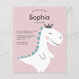 BUDGET Minimal Pink Girl Dinosaur Geburtstagsparty