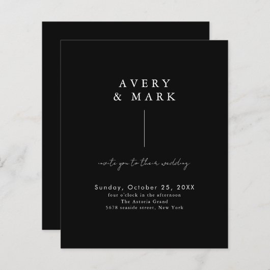 Budget Minimal Schwarz-weiße einfache Hochzeit Ein (Vorne/Hinten)