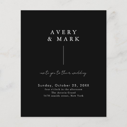 Budget Minimal Schwarz-weiße einfache Hochzeit Ein (Vorderseite)