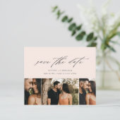 Budget Minimal Script 3 Foto Save The Date (Stehend Vorderseite)