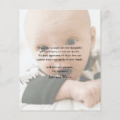 Budget Minimal Script Foto Baby Danke Karte (Rückseite)