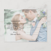 Budget Minimal Script Foto Hochzeit Vielen Dank Postkarte (Rückseite)