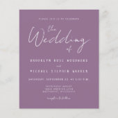 Budget Minimal Script Mauve Wedding Einladung (Vorderseite)