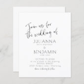 Budget Minimal Script Schwarz-weiß Wedding Einladu (Vorne/Hinten)