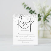Budget Minimal Silver Glitzer Hochzeit RSVP (Stehend Vorderseite)