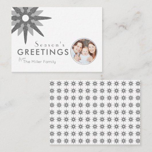Budget Minimal Silver Snowflake Familienunternehme Mitteilungskarte (Vorne/Hinten)