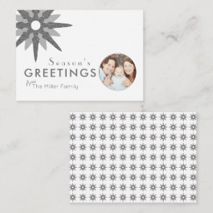 Budget Minimal Silver Snowflake Familienunternehme Mitteilungskarte