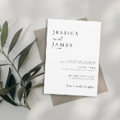 Budget Minimal und schick Schwarz und Weiß Hochzei Einladung