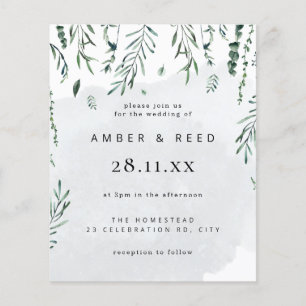 Budget Minimale Aquarell-Fallende-Blätter-Hochzeit Flyer