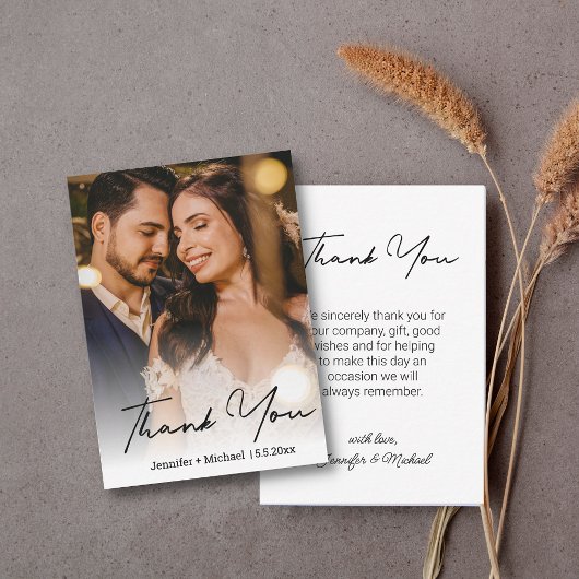 Budget minimale schick Hochzeit Foto danke Mitteilungskarte