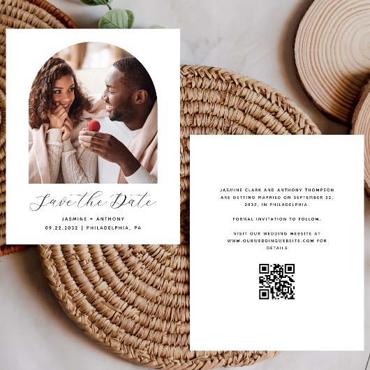 Budget Minimaler Foto Arch QR Save the Date