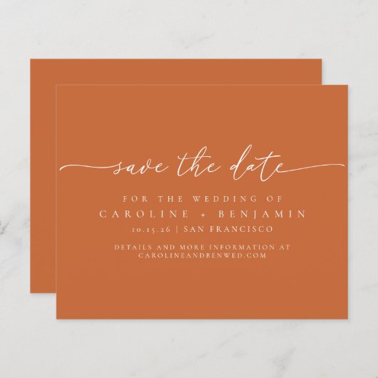 Budget Minimaler Orange Script-Hochzeitdatum Geret (Vorne/Hinten)
