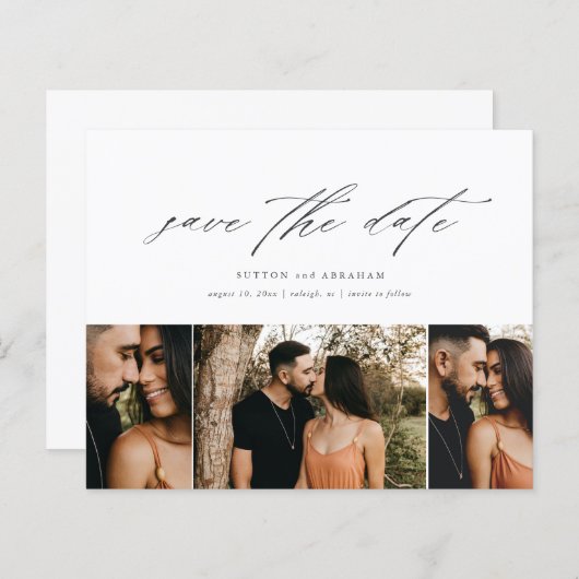 Budget Minimales Script 3-Foto Save the Date (Vorne/Hinten)