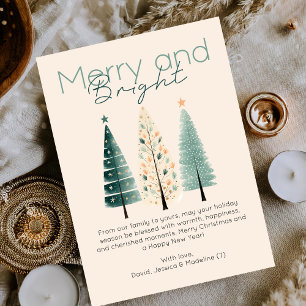 Budget Minimalist Boho Handgezeichnete Weihnachtsb Mitteilungskarte