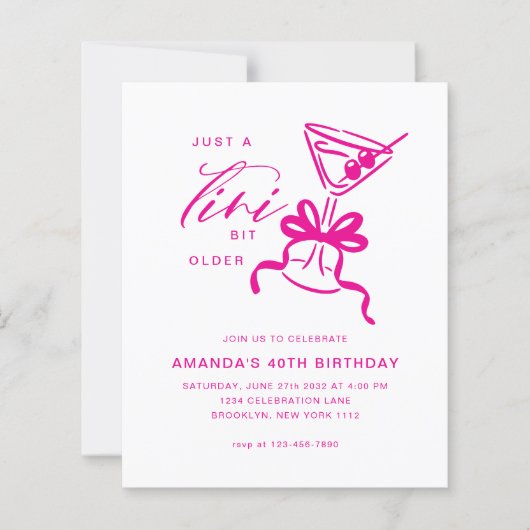 BUDGET Minimalist Martini Magenta Geburtstag  (Vorderseite)