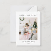BUDGET Minimalist Merry Christmas Family Photo Mitteilungskarte (Vorderseite)