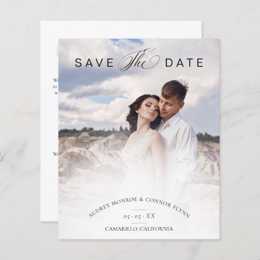 Budget Minimalist Modern Typography Wedding Photo (Vorne/Hinten)