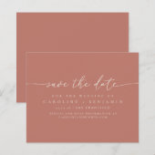 Budget-Minimalist Terrakotta-Script Save-the-Date- (Vorne/Hinten)