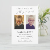 Budget, minimalist these kids are getting married  save the date (Stehend Vorderseite)