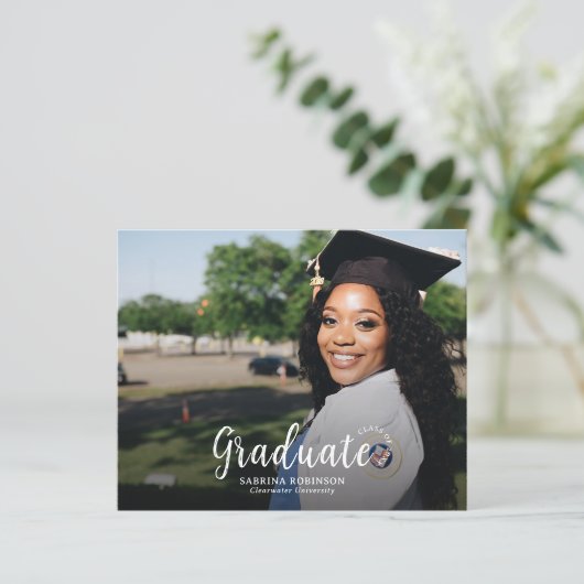 Budget Minimalistisch 2 Foto Abschluss Ankündigung (Stehend Vorderseite)